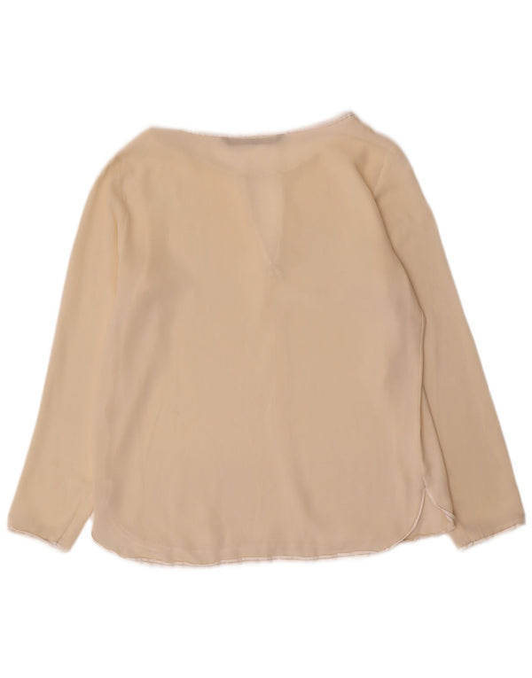 Zara Mujer Blusa De Manga Larga Top UK 10 Small Beige