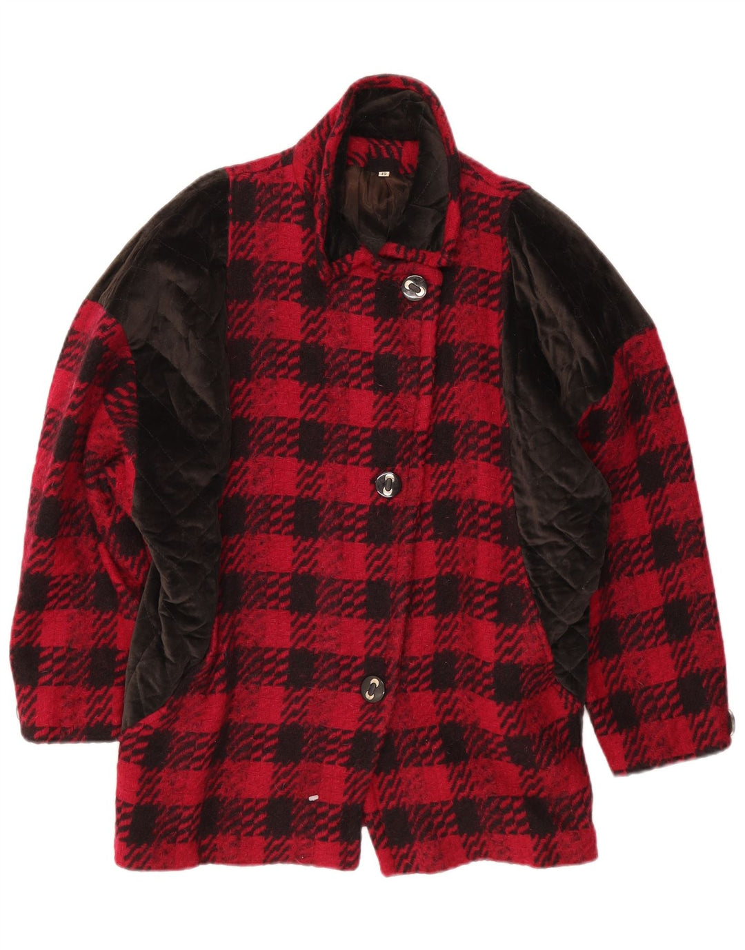 Abrigo vintage de gran tamaño para mujer EU 42 Large Red Check