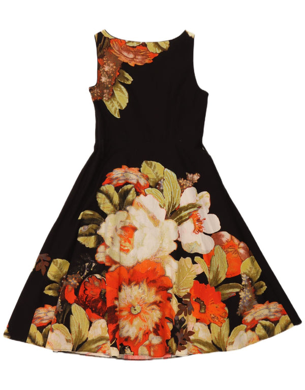 Debenhams Vestido acampanado sin mangas para mujer UK 42 Algodón floral negro mediano