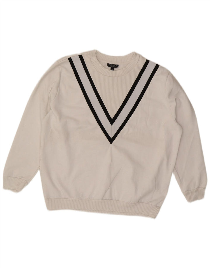 Topshop Sudadera extragrande para mujer, talla 40, talla mediana, color blanco a rayas