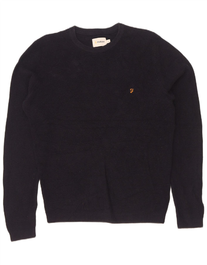 Farah Jersey De Cuello Redondo Para Hombre Jersey Grande De Algodón Negro