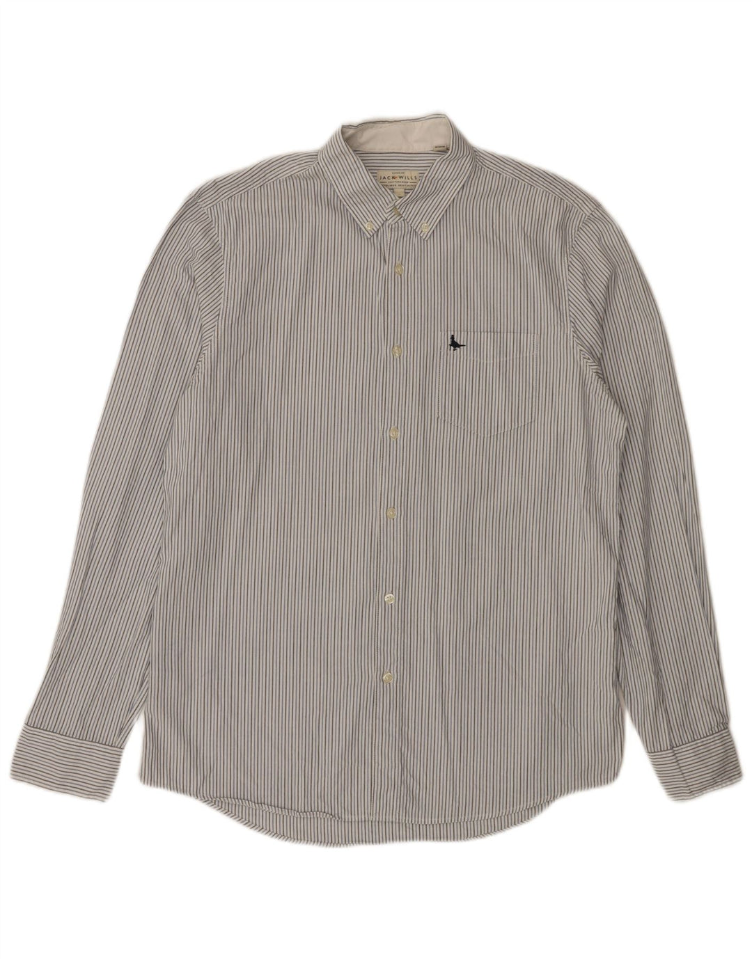 JACK WILLS Camisa de corte clásico para hombre de algodón a rayas gris medio