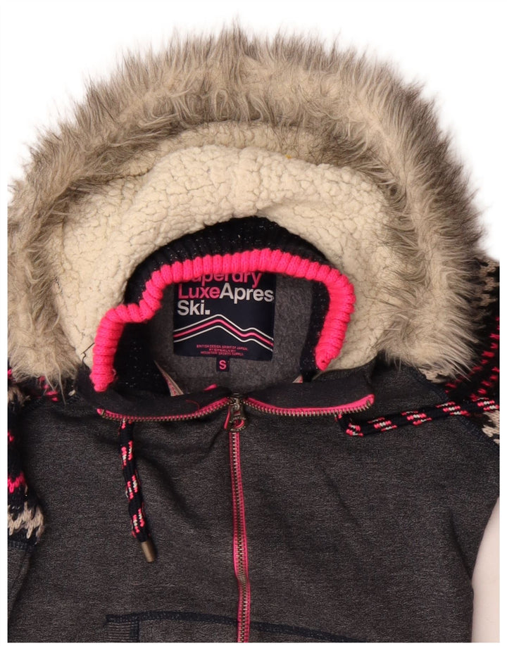 Superdry Sudadera con capucha y cremallera para mujer Reino Unido 10 Small Grey Chevron Poliéster