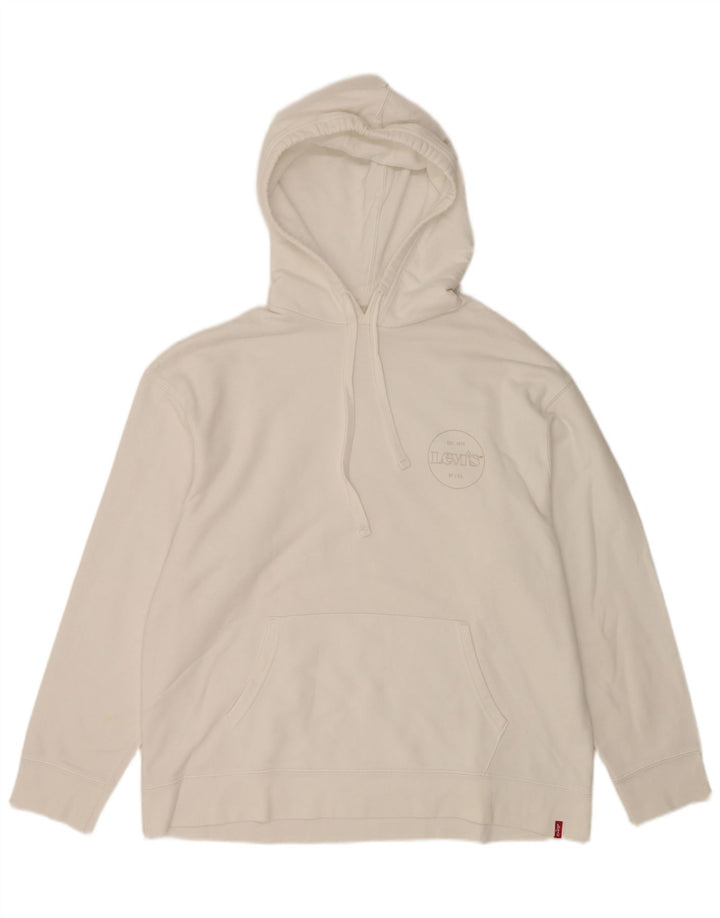 Levi's Jersey con capucha de ajuste relajado para hombre, talla grande, blanco