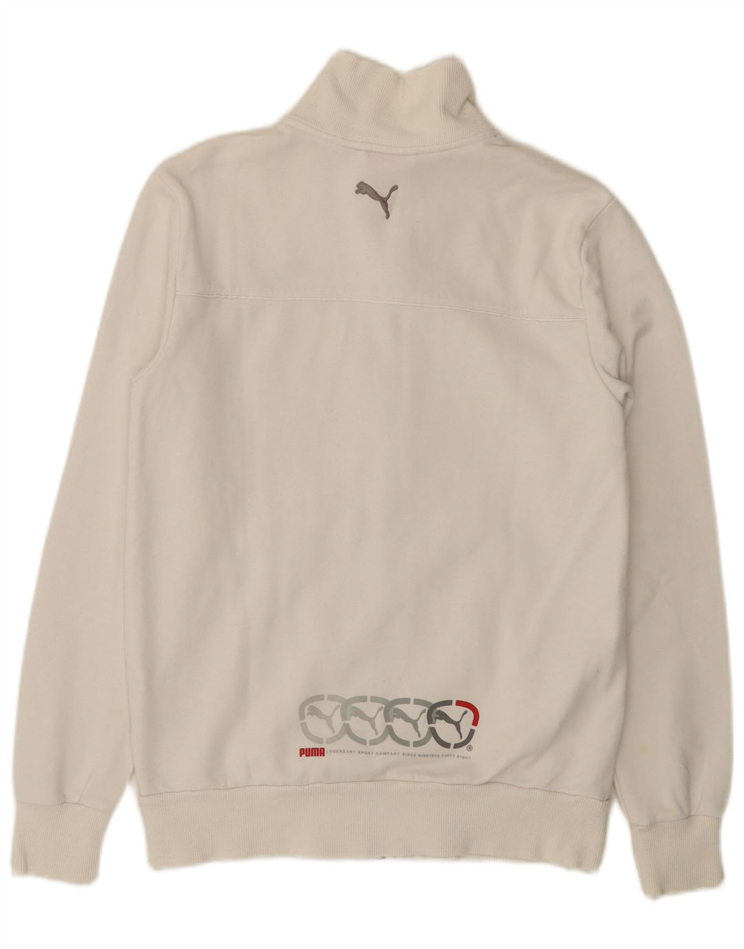 Puma Mens Graphic Chándal Top Chaqueta Pequeña Algodón Blanco