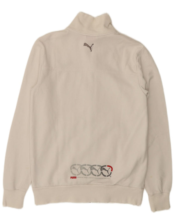 Puma Mens Graphic Chándal Top Chaqueta Pequeña Algodón Blanco