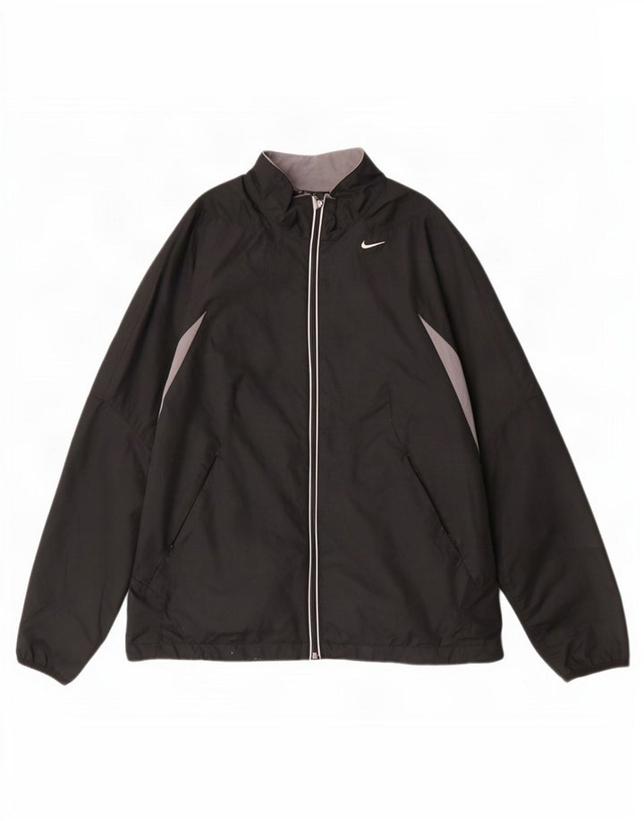 Nike Chaqueta de chándal para mujer US 12/14 Grande Negro Colorblock Poliéster