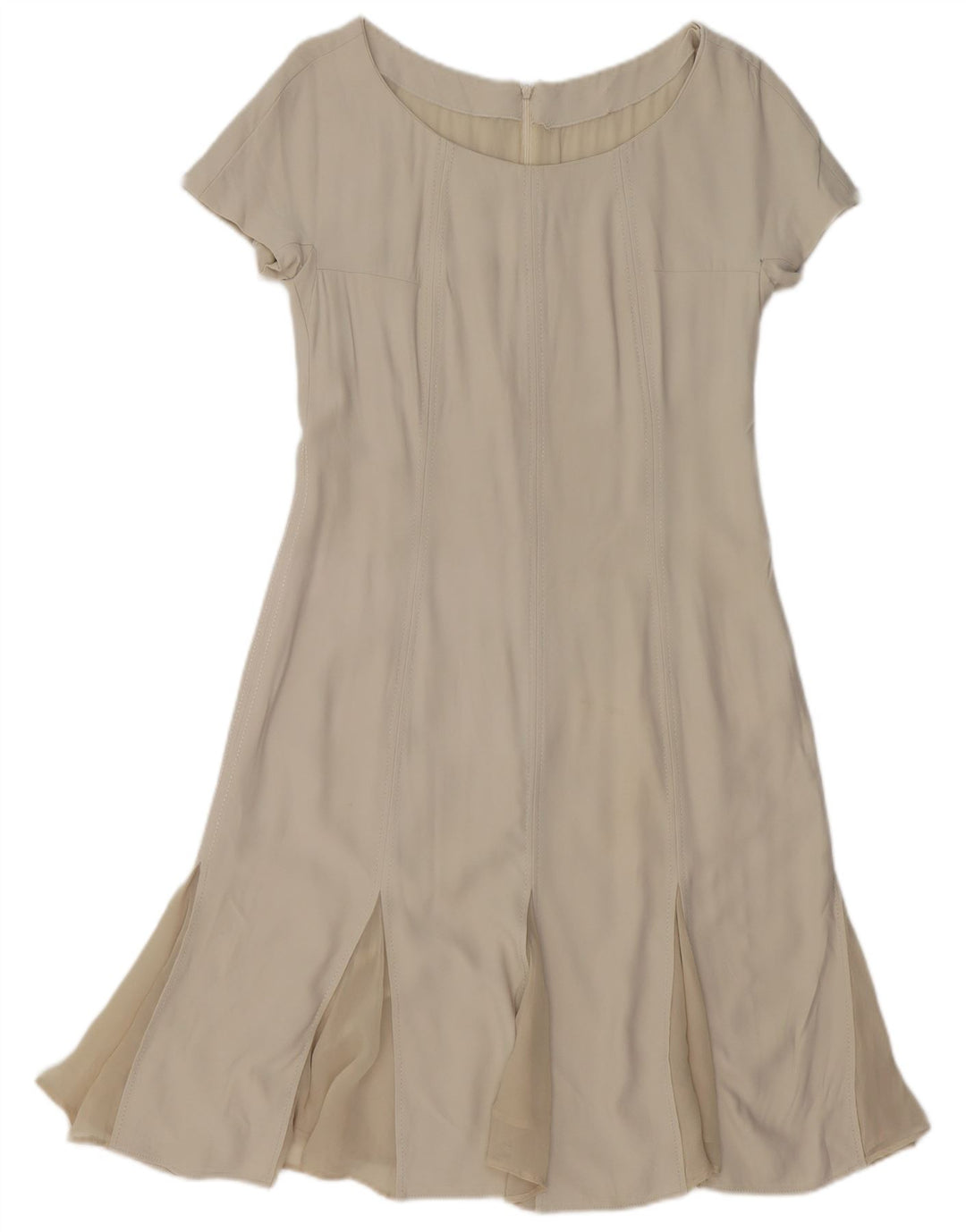 VINTAGE Mujer A-Line Vestido Reino Unido 12 Medio Blanco