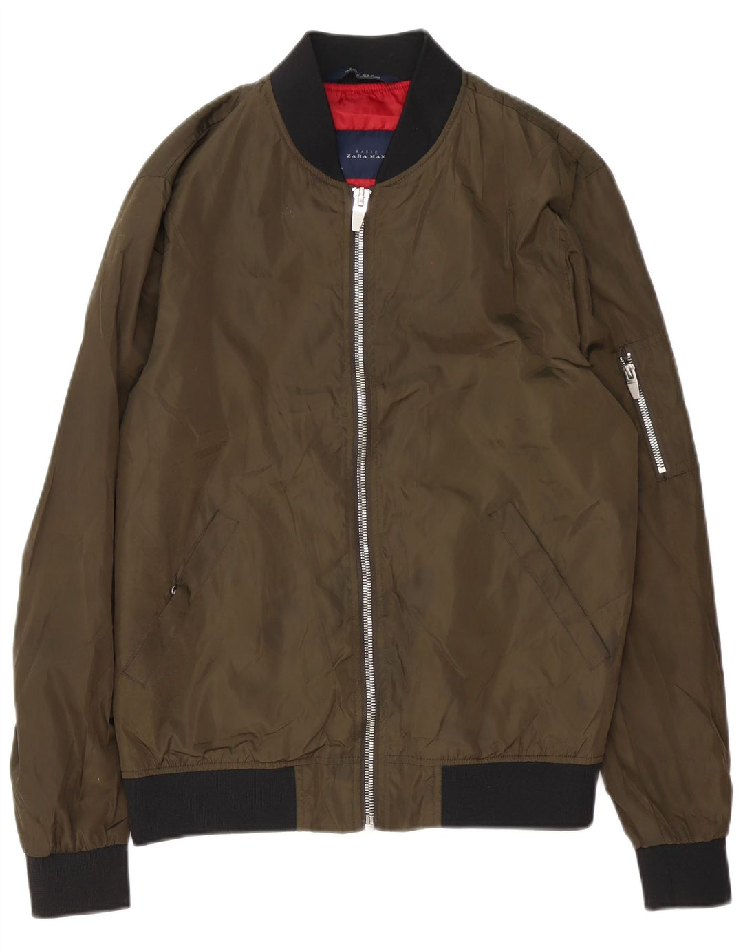 Zara Hombre Cazadora Bomber ES 38 Poliéster Verde Medio