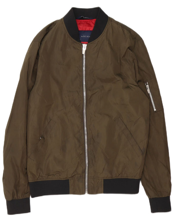 Zara Hombre Cazadora Bomber ES 38 Poliéster Verde Medio
