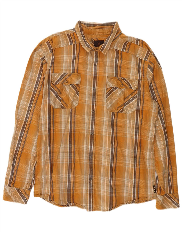 Prana Camisa Hombre XL Cuadros Amarillo Algodón