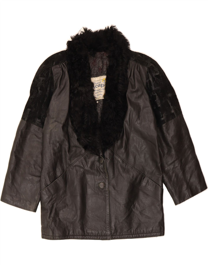 VINTAGE Womens Leather Jacket IT 44 Medium Black Leather Vintage Vintage and Second-Hand Vintage from Messina Hembry 