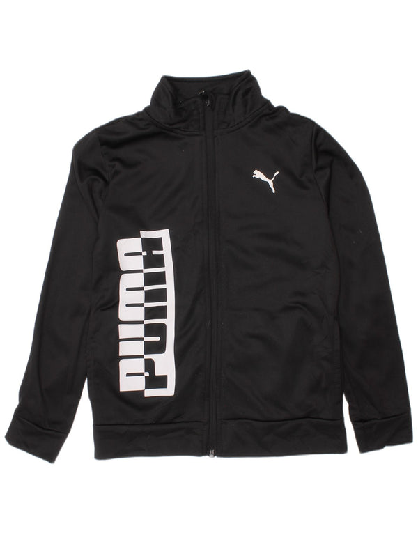 Puma Boys Graphic Chándal Top Chaqueta 7-8 Años Pequeño Negro Poliéster