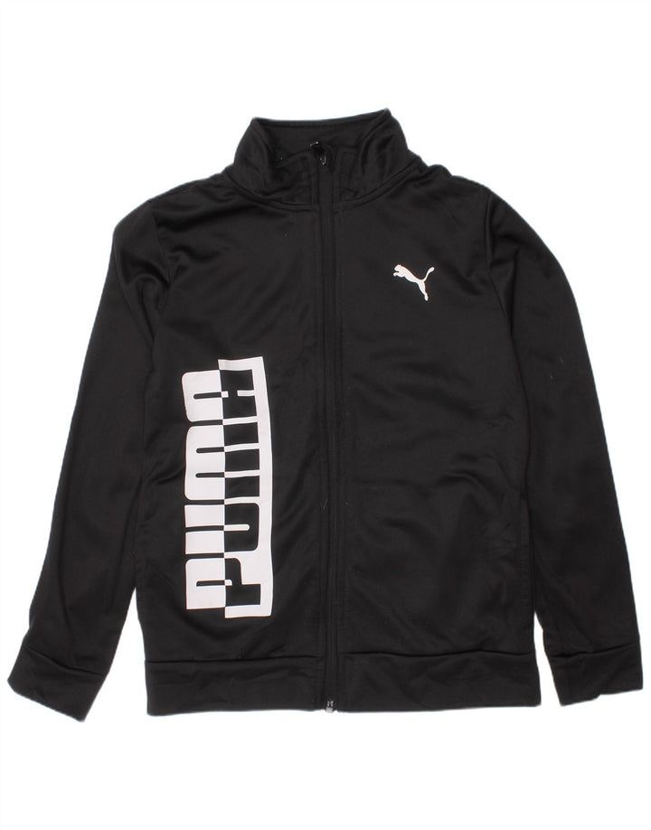 Puma Boys Graphic Chándal Top Chaqueta 7-8 Años Pequeño Negro Poliéster