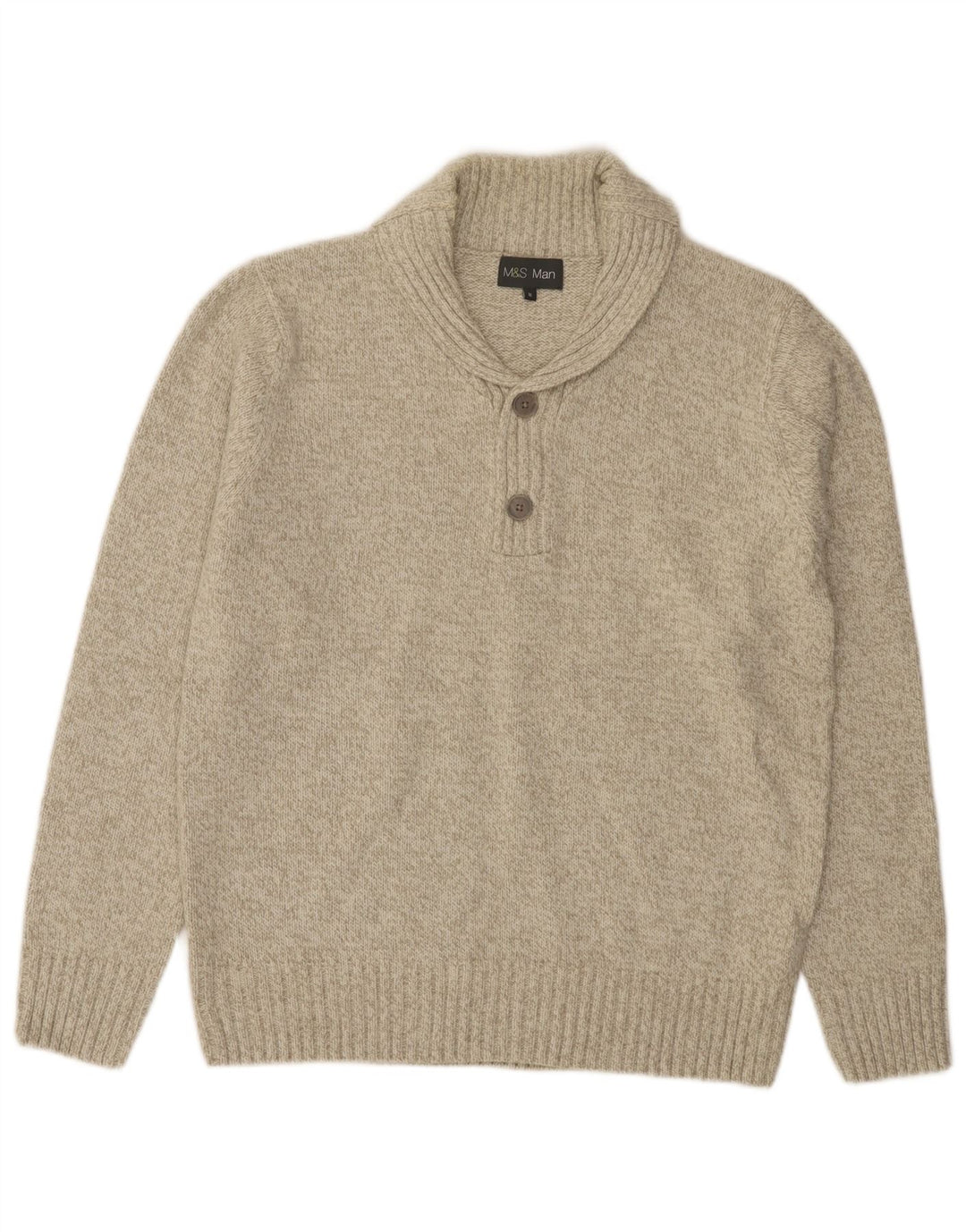 Marks & Spencer Jersey con cuello tipo chal para hombre Acrílico moteado verde medio