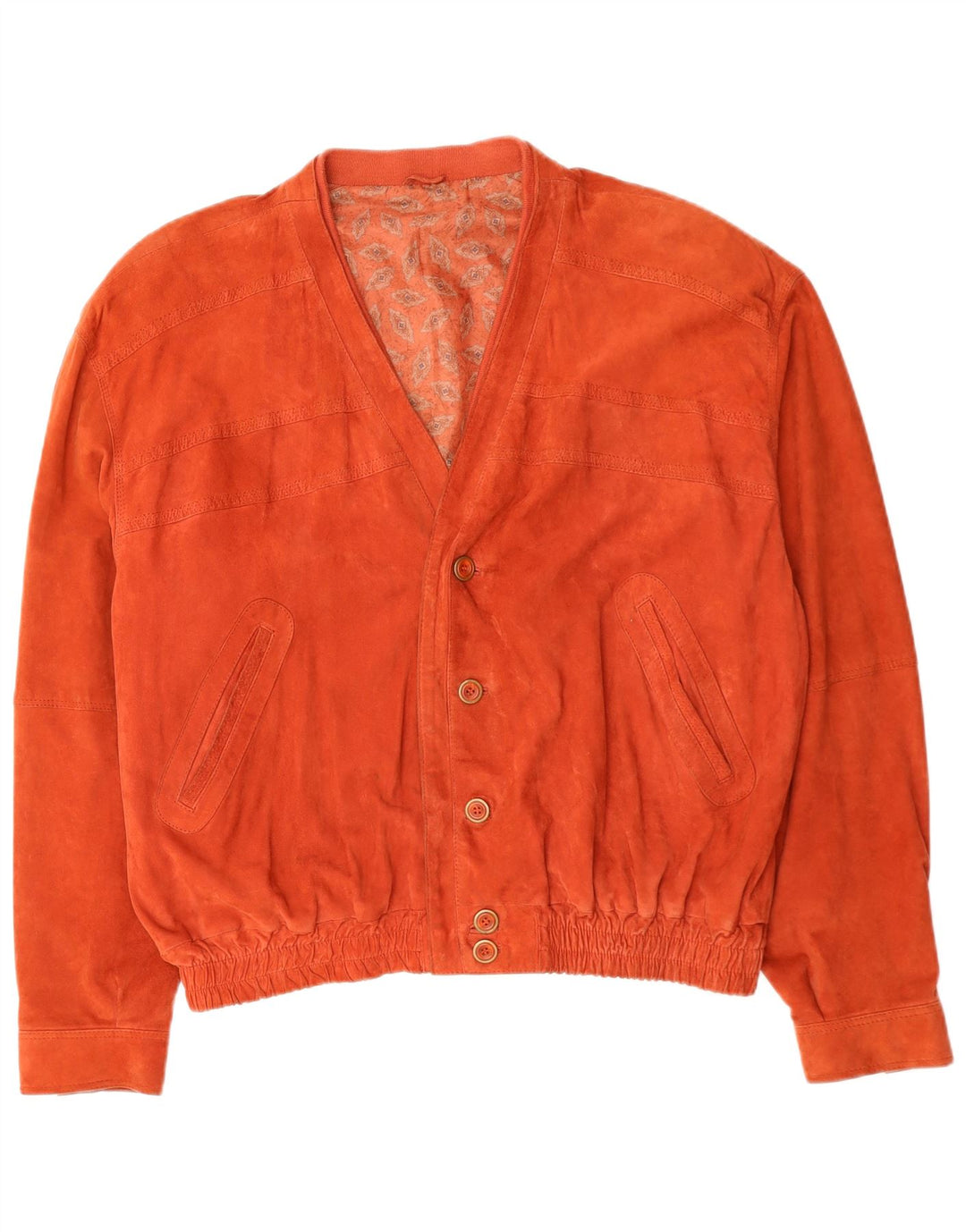 VINTAGE Chaqueta de gamuza bomber para hombre IT 54 2XL Cuero naranja