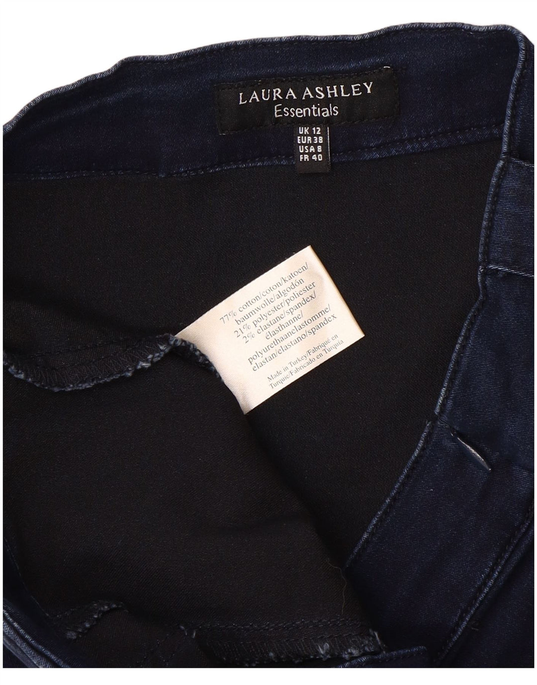 LAURA ASHLEY Falda vaquera para mujer UK 12 Medium W32 Azul marino Algodón