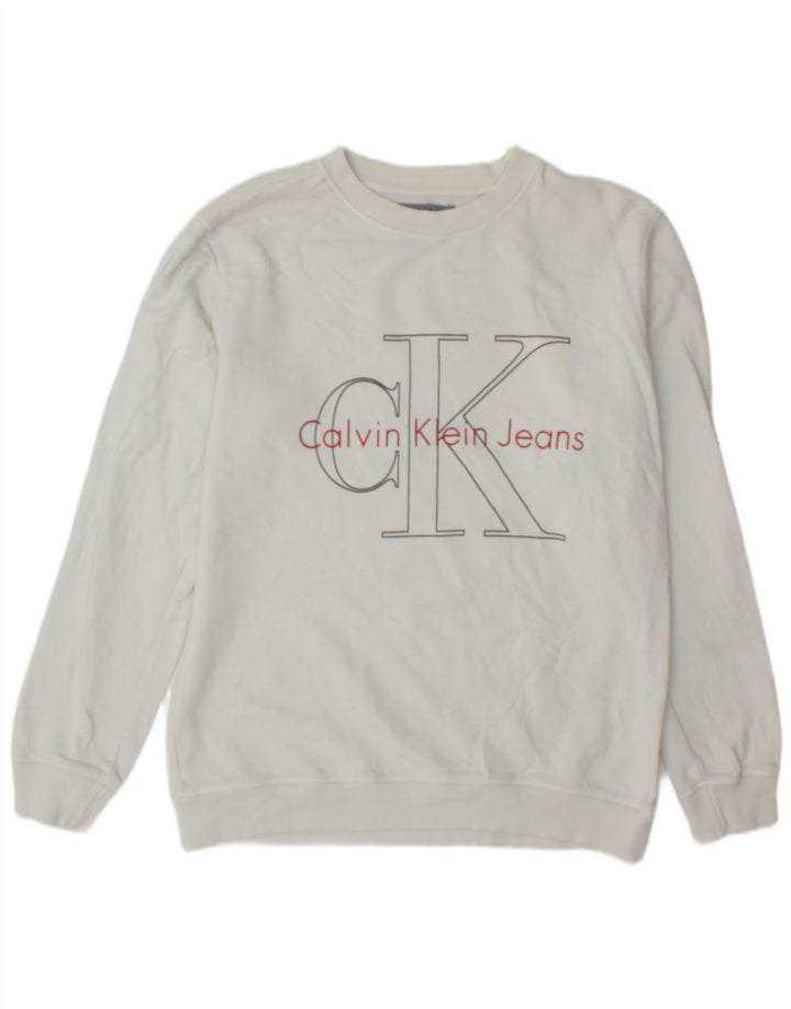Calvin Klein Jeans Hombre Gráfico Regular Fit Sudadera Jumper Medium Blanco