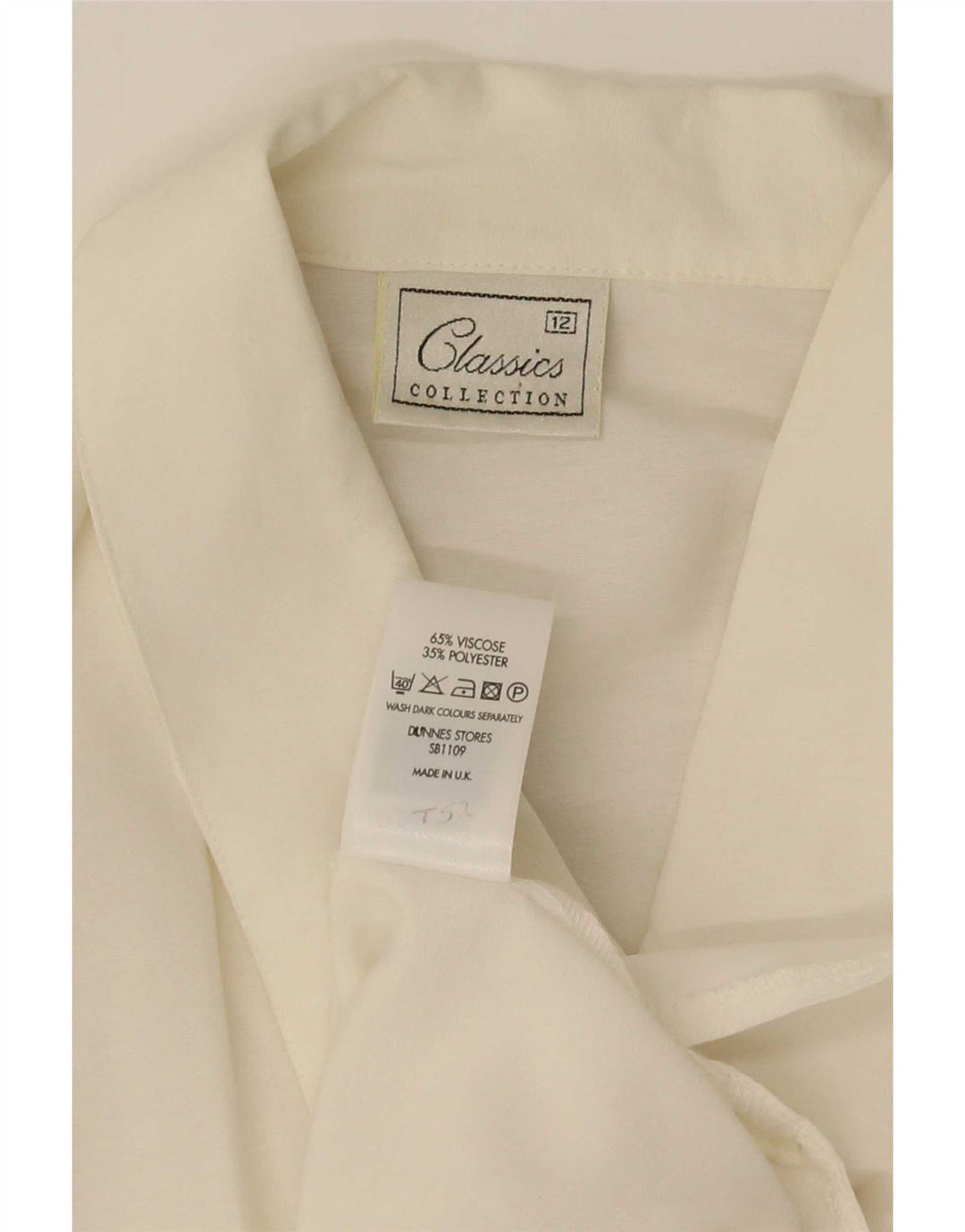 Blusa clásica de manga corta para mujer, talla 40, talla mediana, color blanco