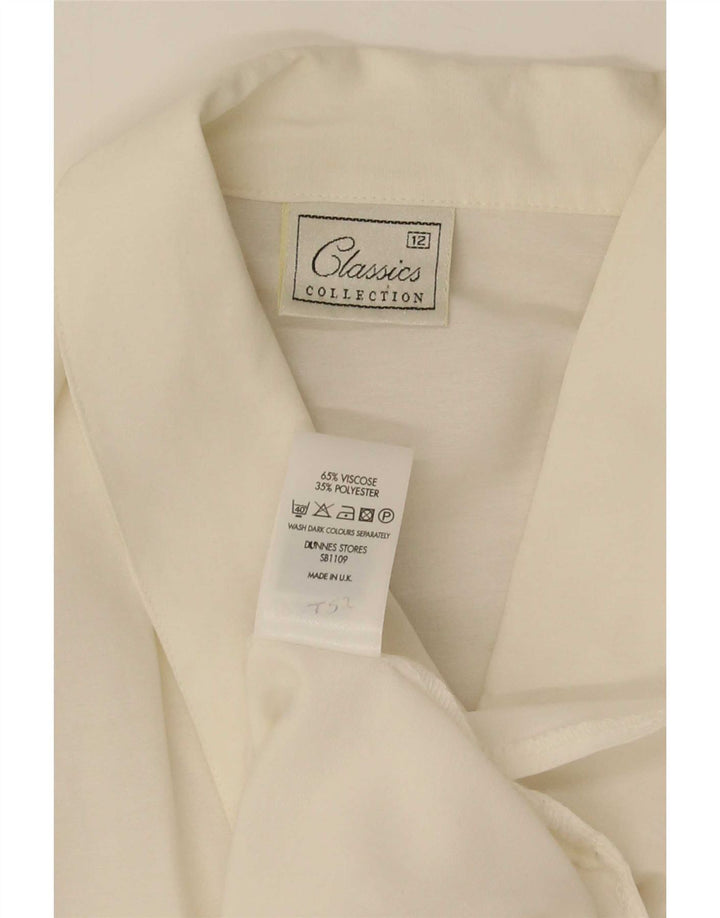 Blusa clásica de manga corta para mujer, talla 40, talla mediana, color blanco