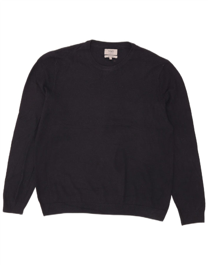 Marks & Spencer - Jersey de cuello redondo para hombre, talla grande, acrílico azul marino