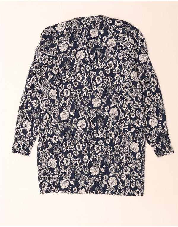 Zara Vestido Recto Extragrande De Manga Larga para Mujer UK 40 Small Azul Marino Floral