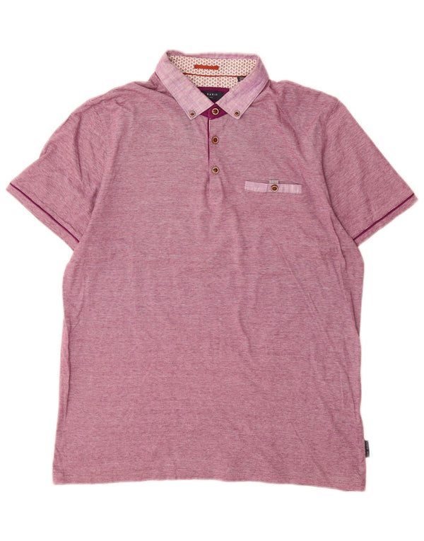 Ted Baker Polo para hombre talla 4 grande algodón a rayas moradas