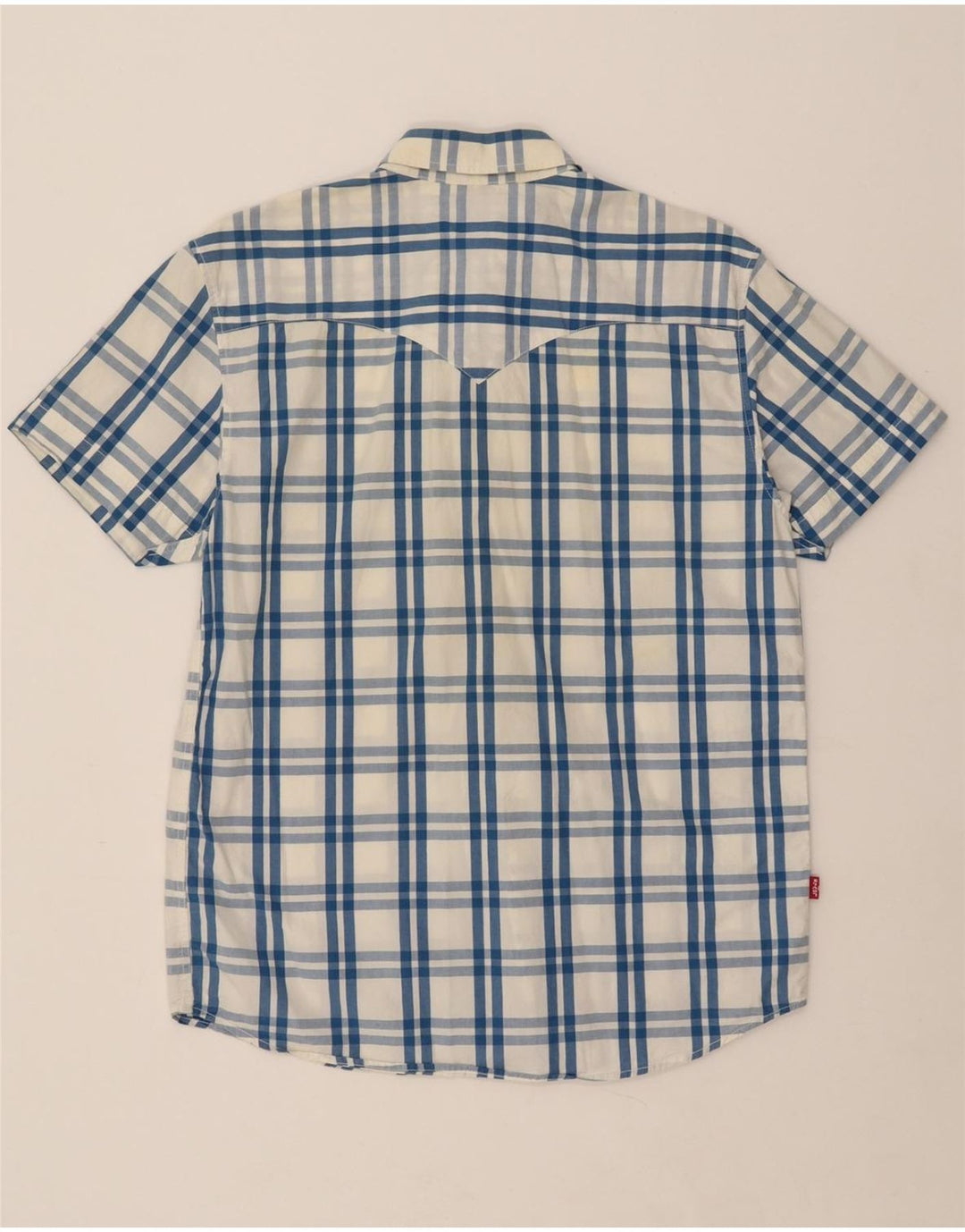 LEVI'S Mens Classic Fit Short Sleeve Shirt Medium Blue Check Cotton