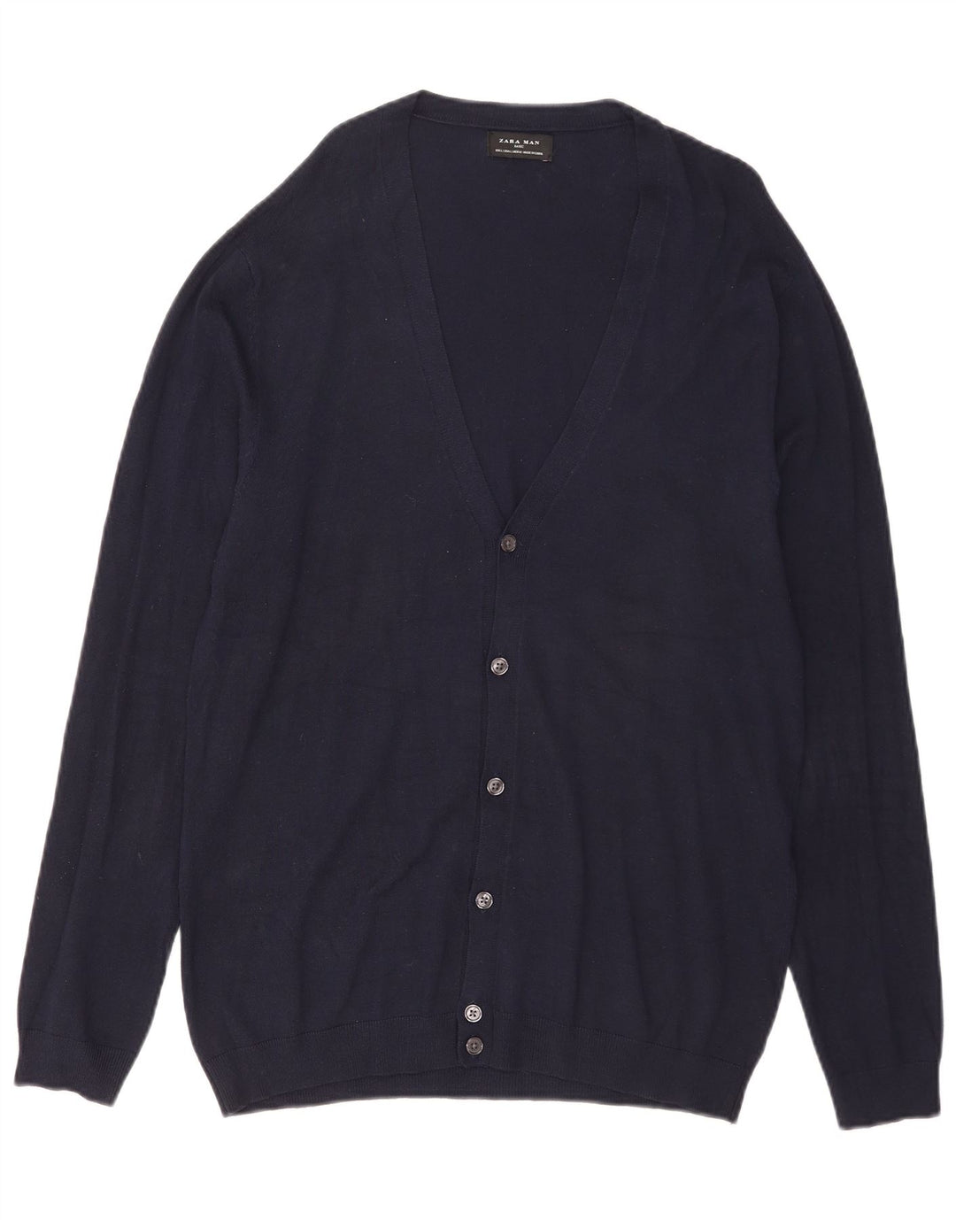 Zara Hombre Cárdigan Suéter Grande Azul Marino