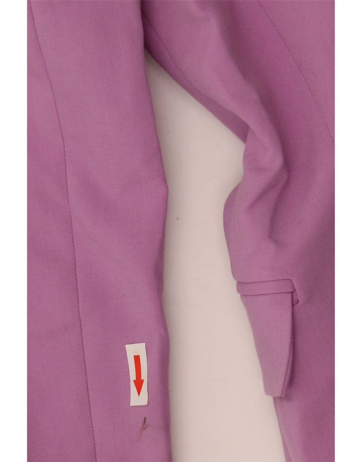 Zara Mujer Chaqueta Americana Abierta UK 6 XS Poliéster Púrpura