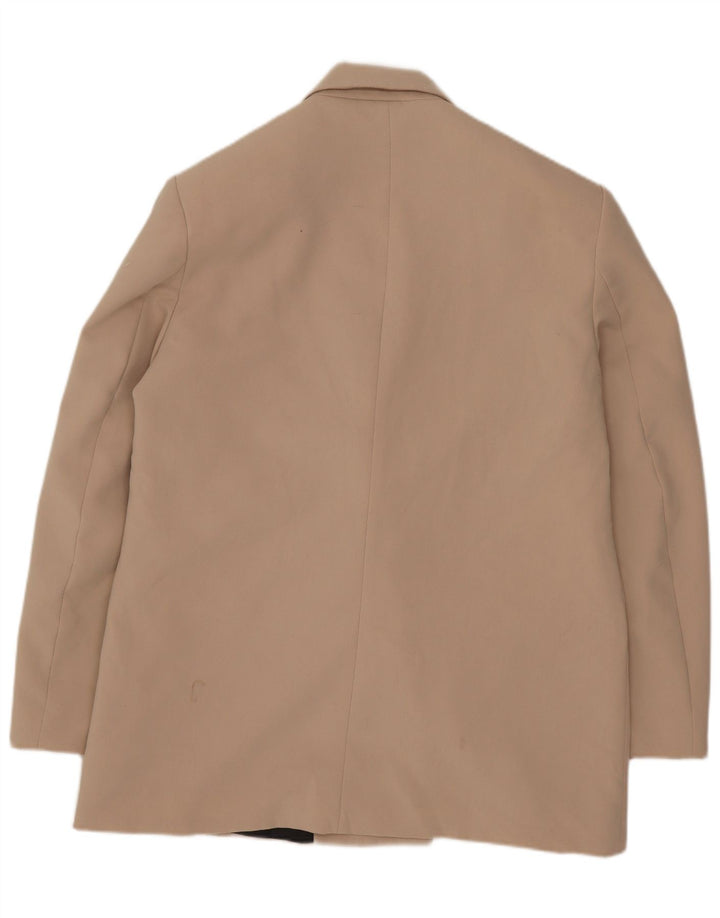 Zara Mujer Chaqueta Blazer Extragrande De Doble Botonadura UK 10 Small Beige