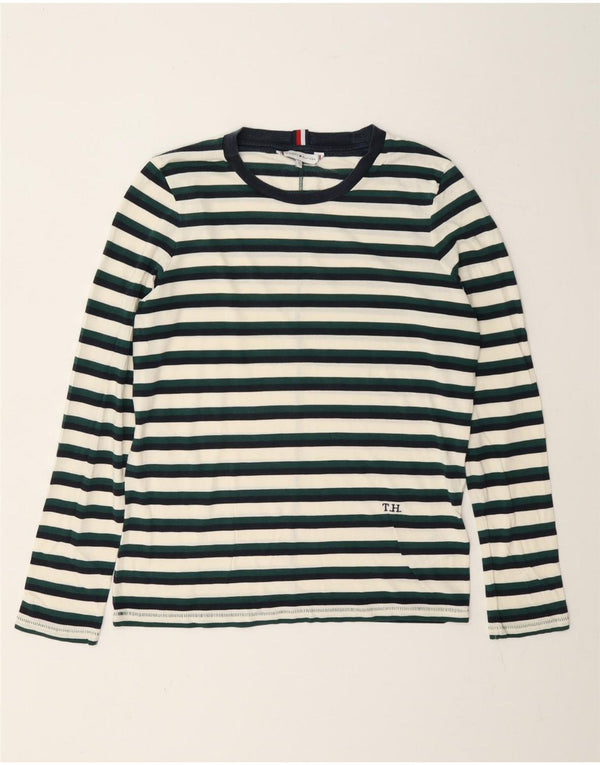 Tommy Hilfiger Mens Top Long Sleeve Small Green Striped Lyocell