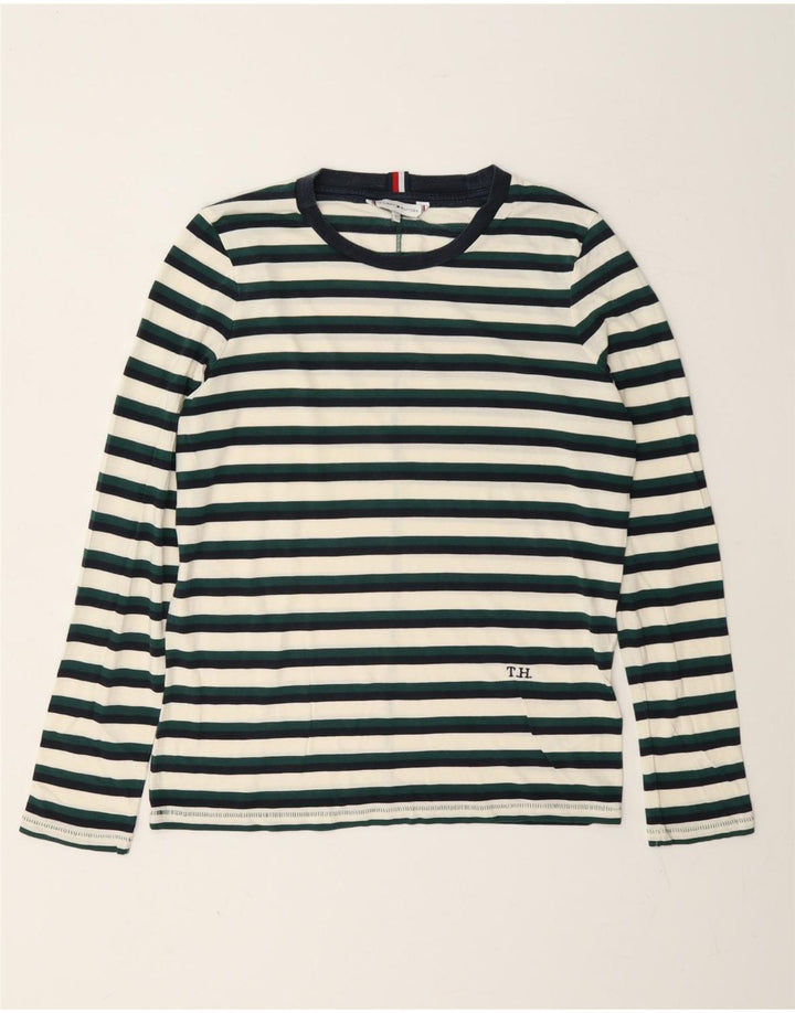Camiseta Tommy Hilfiger Hombre Manga Larga Lyocell Rayas Verde Pequeño