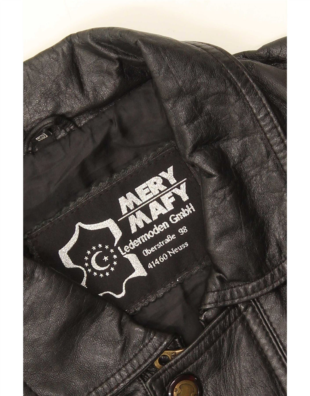 Chaqueta de cuero vintage para hombre IT 50 grande negro
