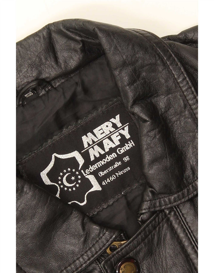 Chaqueta de cuero vintage para hombre IT 50 grande negro