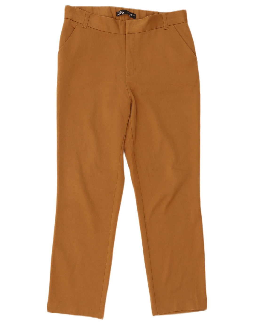 Zara Mujer Pantalón Cropped Slim Medium W28 L25 Marrón Poliéster
