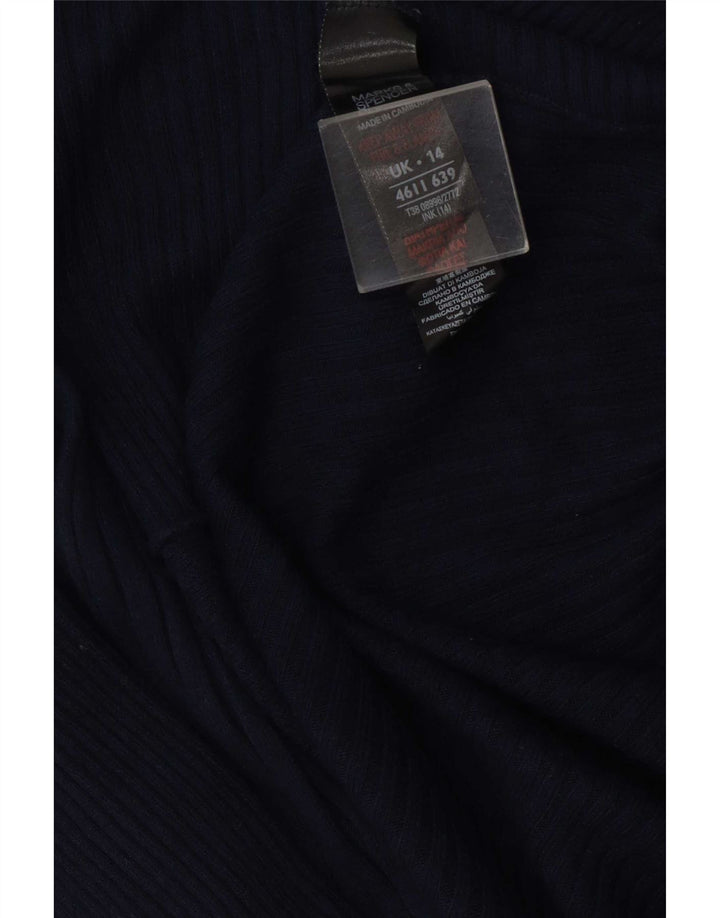 Marks & Spencer Suéter Cárdigan Asimétrico para Mujer UK 44 Medio Azul Marino