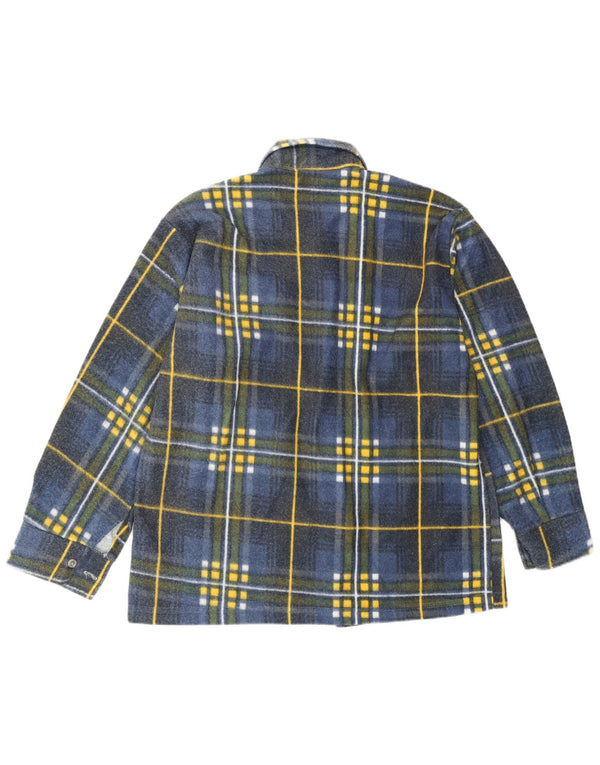Camisa de franela vintage para hombre a cuadros azul medio
