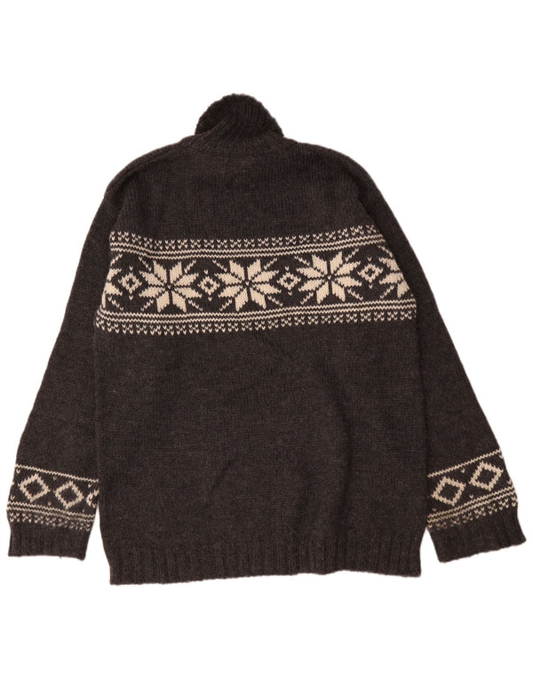 L.O.G.G Suéter tipo jersey con cuello vuelto para hombre Lana Fair Isle gris medio