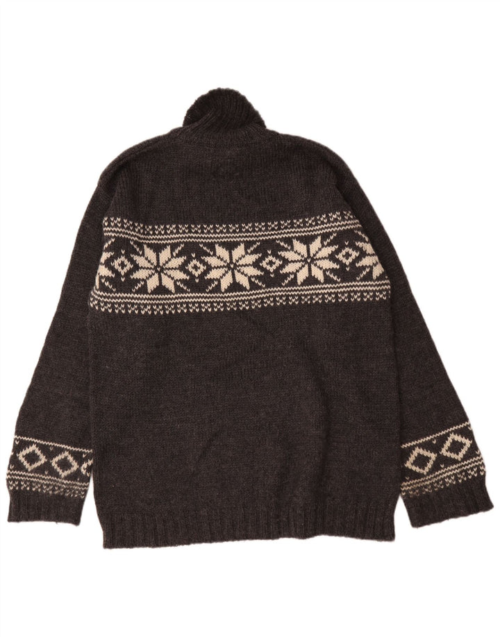 L.O.G.G Suéter tipo jersey con cuello vuelto para hombre Lana Fair Isle gris medio