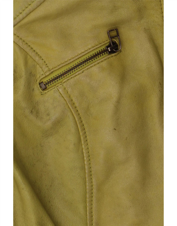 Freaky Nation Chaqueta de cuero para mujer UK 10 Small Green Leather