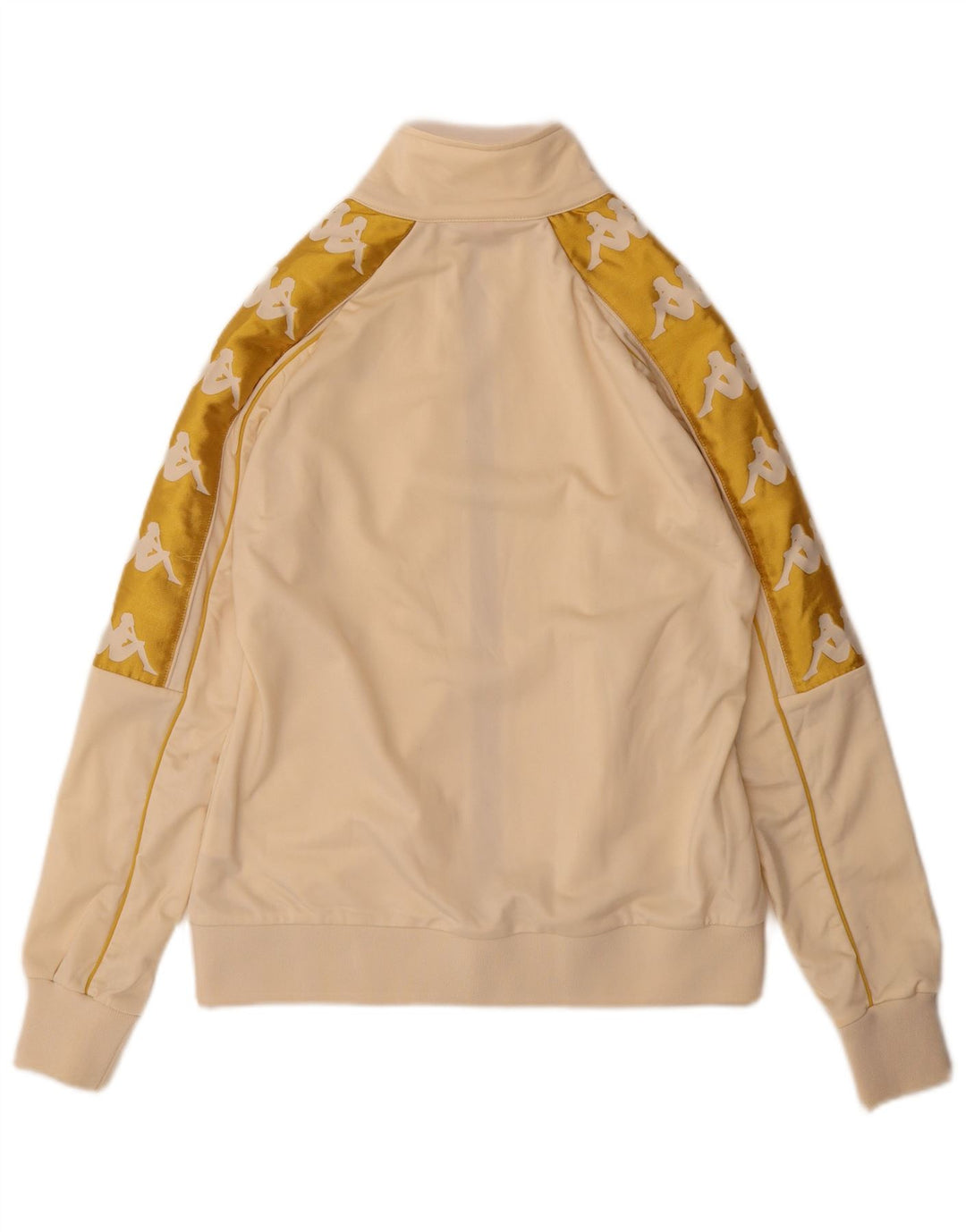 Kappa Mujer Gráfico Chándal Top Chaqueta UK 10 Small Beige Colorblock