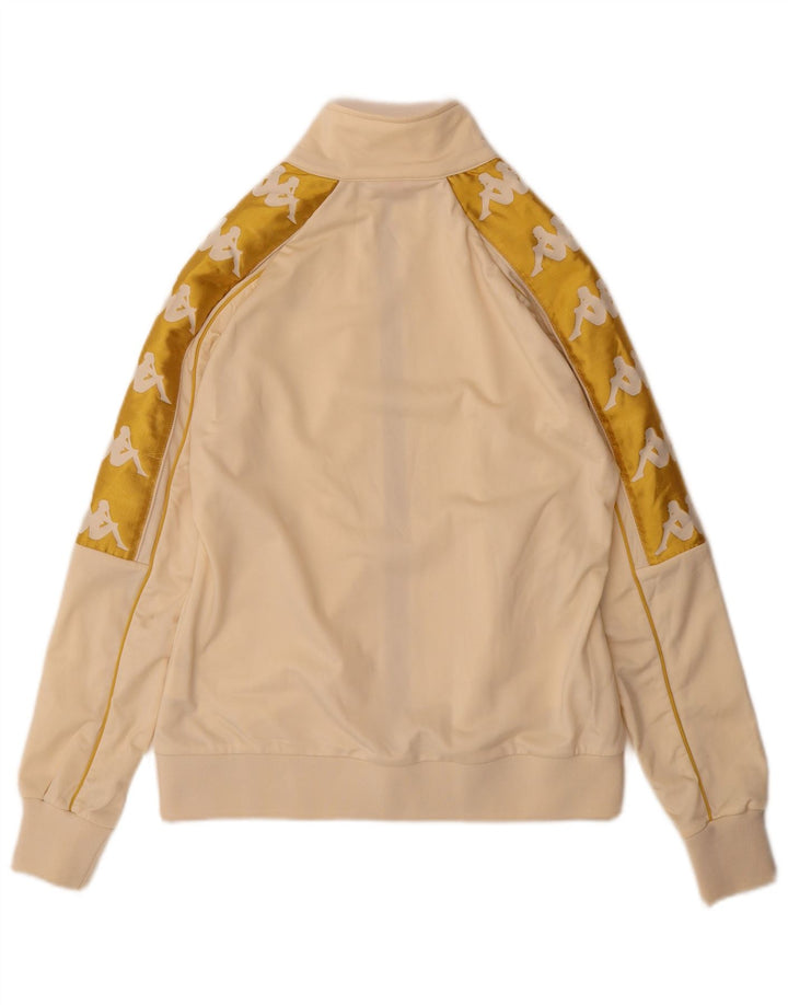 Kappa Mujer Gráfico Chándal Top Chaqueta UK 10 Small Beige Colorblock