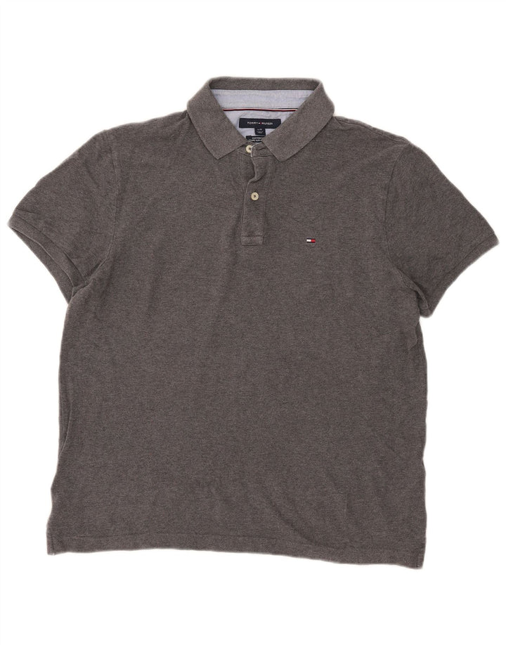 Tommy Hilfiger Polo de ajuste personalizado para hombre, tamaño grande, algodón gris