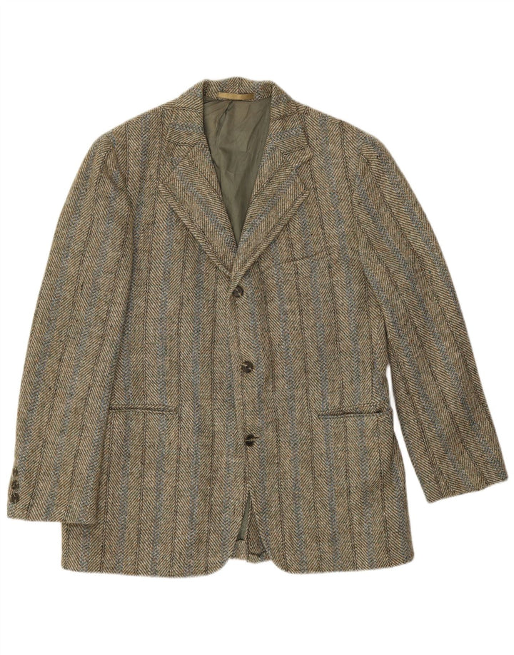 Harris Tweed Chaqueta tipo blazer de 3 botones para hombre UK 38 Medium Khaki Herringbone