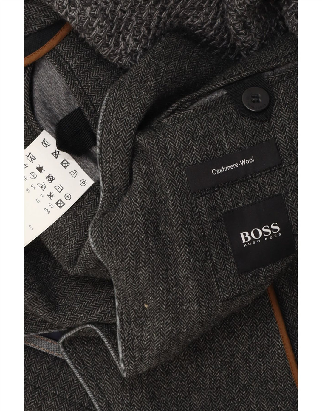 HUGO BOSS Chaqueta tipo blazer de 3 botones para hombre EU 50 Large Grey Herringbone