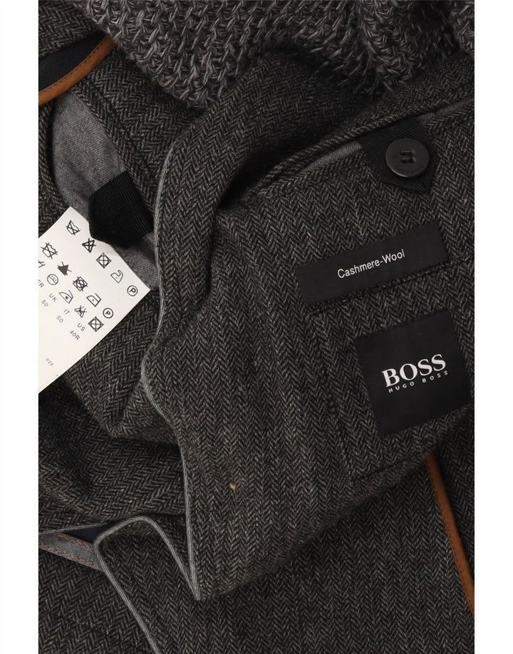 HUGO BOSS Chaqueta tipo blazer de 3 botones para hombre EU 50 Large Grey Herringbone