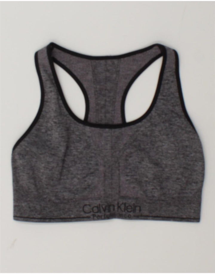 Top Con Sujetador Deportivo Gráfico Calvin Klein Para Mujer Gris Medio