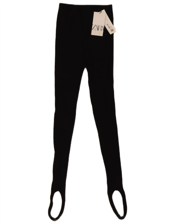 Zara Leggings con estribo para mujer UK 40 Mediano Algodón negro