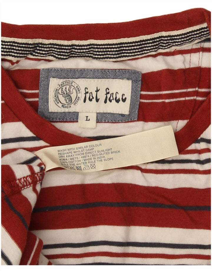 Camiseta de hombre Fat Face Top grande de algodón a rayas rojas